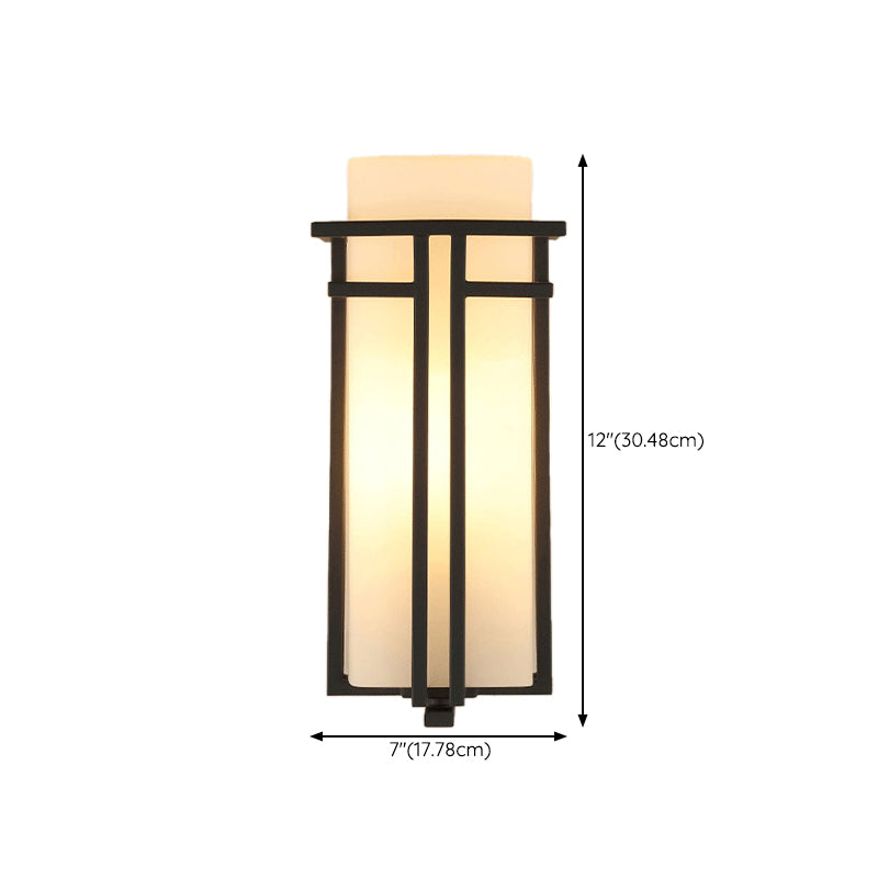 Modern Sconce Light Geometric Glass 1 Light Wall Lamp in Black