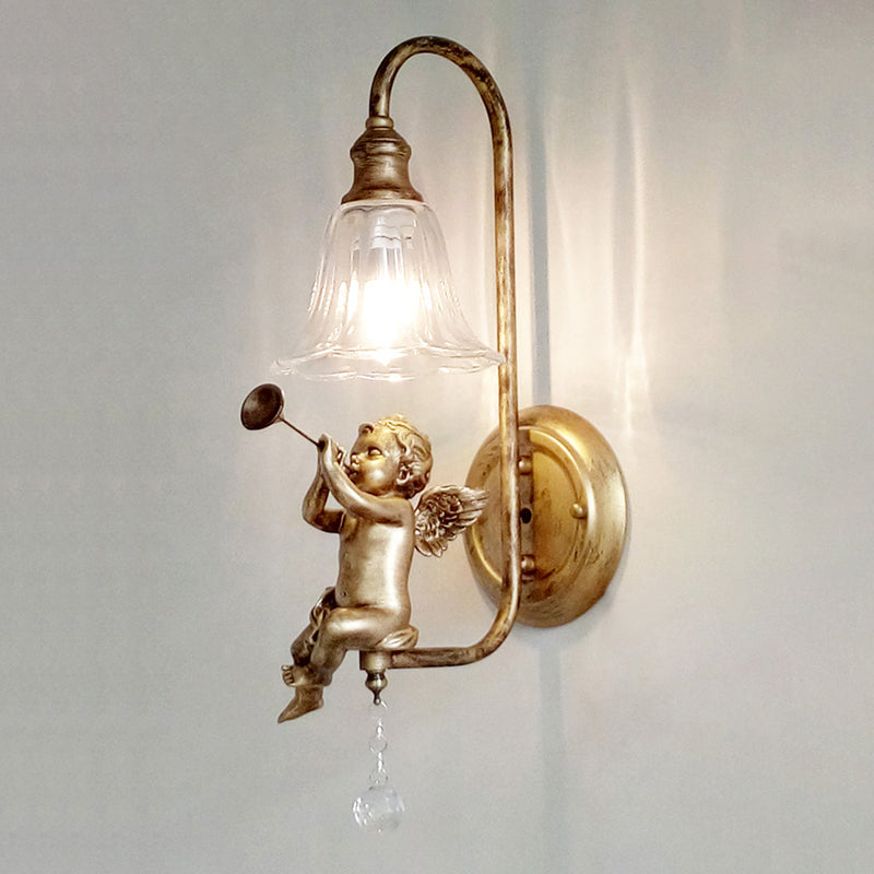 Glass Shade Wall Mounted Light Fixture 1-Light Modernism Wall Mounted Sconce