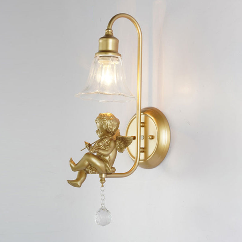 Glass Shade Wall Mounted Light Fixture 1-Light Modernism Wall Mounted Sconce