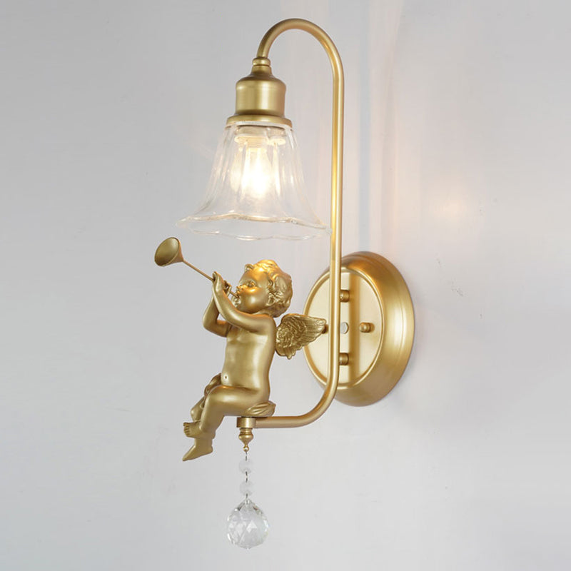 Glass Shade Wall Mounted Light Fixture 1-Light Modernism Wall Mounted Sconce