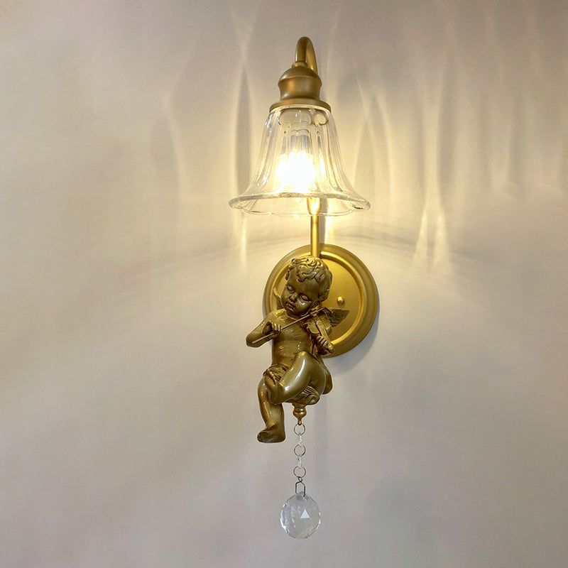 Glass Shade Wall Mounted Light Fixture 1-Light Modernism Wall Mounted Sconce