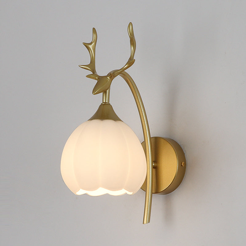 Glass Shade Wall Mounted Sconce Modern White Shade Wall Lights for Bedroom