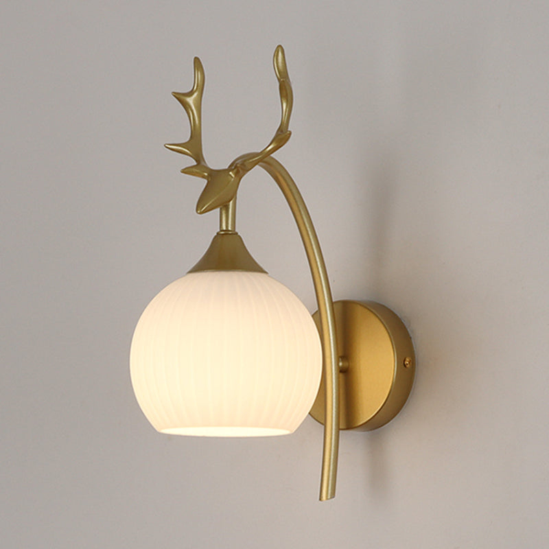 Glass Shade Wall Mounted Sconce Modern White Shade Wall Lights for Bedroom