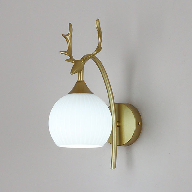 Glass Shade Wall Mounted Sconce Modern White Shade Wall Lights for Bedroom