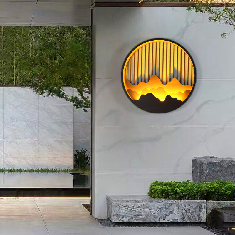 Circle Wall Sconce Contemporary Outdoor Wall Light Fixture for Courtyard