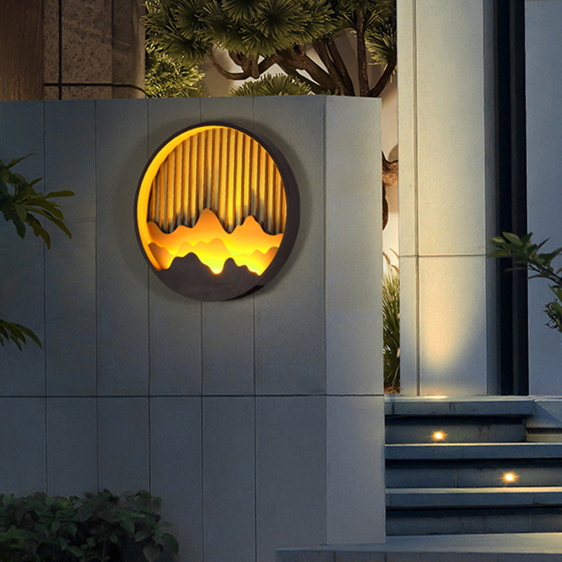 Circle Wall Sconce Contemporary Outdoor Wall Light Fixture for Courtyard