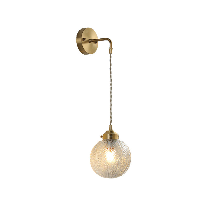 Modern Globe Shape Wall Mounted Sconce Glass Shade Wall Lights for Bedroom