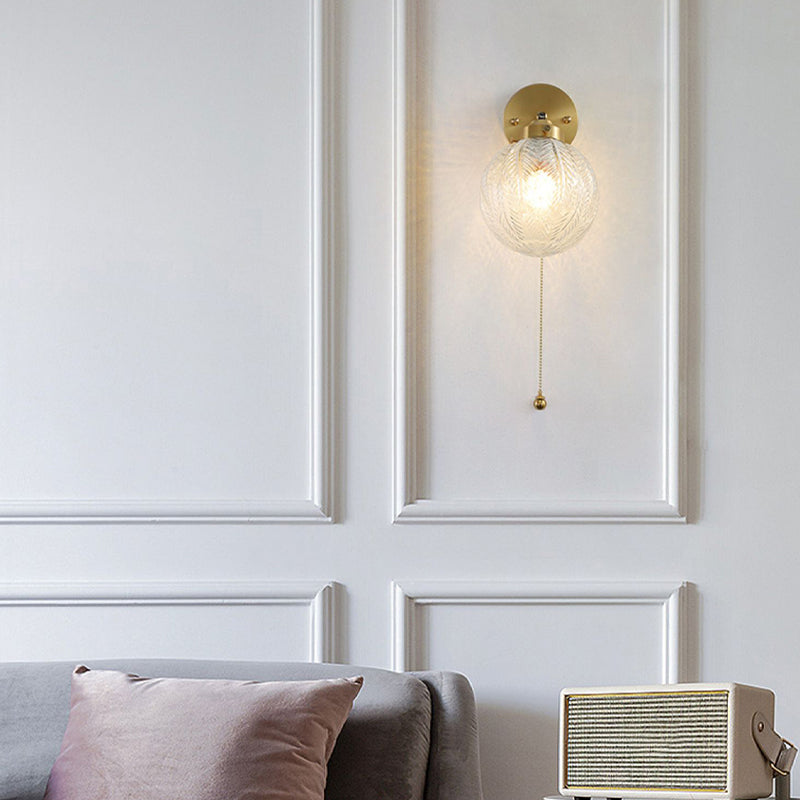 Modern Globe Shape Wall Mounted Sconce Glass Shade Wall Lights for Bedroom