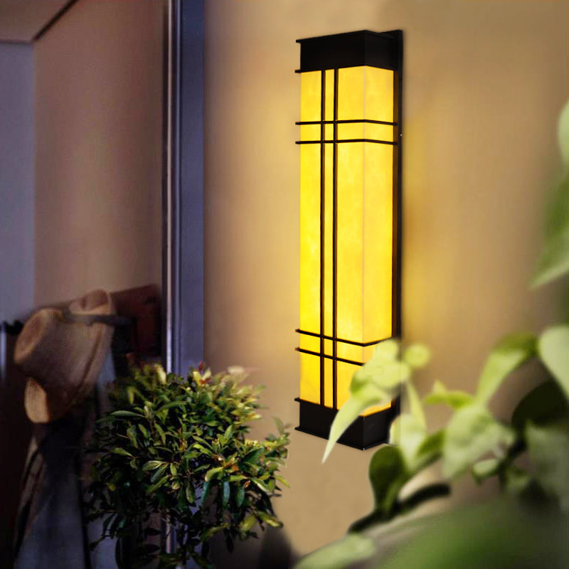 Modernist Wall Sconce Rectangular Outdoor Wall Light Fixture for Courtyard