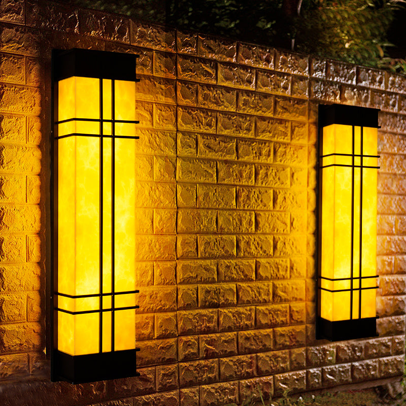 Modernist Wall Sconce Rectangular Outdoor Wall Light Fixture for Courtyard