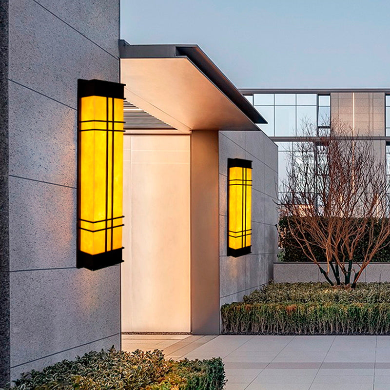 Modernist Wall Sconce Rectangular Outdoor Wall Light Fixture for Courtyard