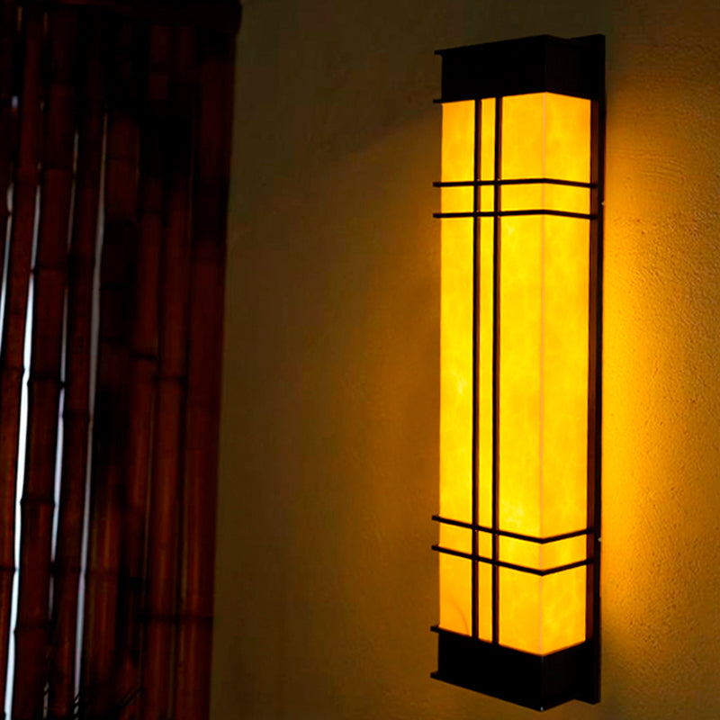 Modernist Wall Sconce Rectangular Outdoor Wall Light Fixture for Courtyard