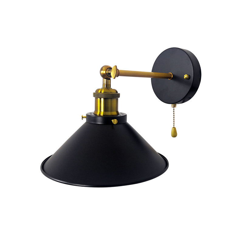 Black Modern Wall Sconce Cone Shape Vanity Lamp with Metal Shade for Bathroom