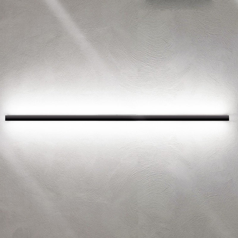 Modern Line Shape Wall Mounted Light 1 Light Metal Flush Mount Wall Sconce in Black Finish