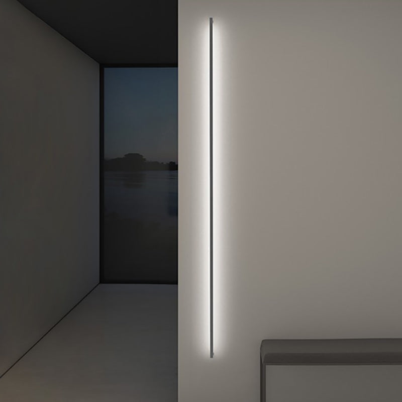 Modern Line Shape Wall Mounted Light 1 Light Metal Flush Mount Wall Sconce in Black Finish