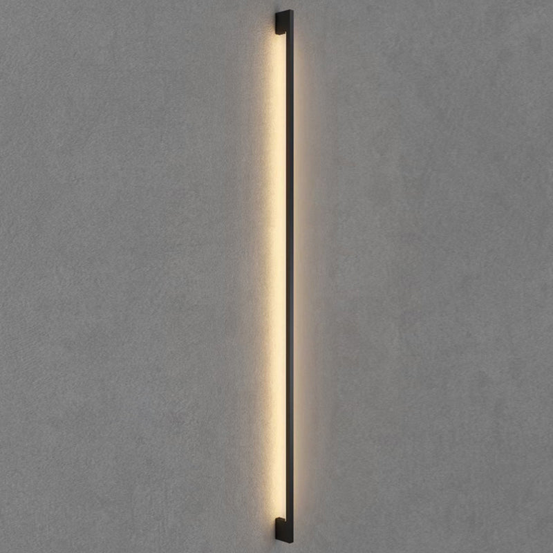 Modern Line Shape Wall Mounted Light 1 Light Metal Flush Mount Wall Sconce in Black Finish