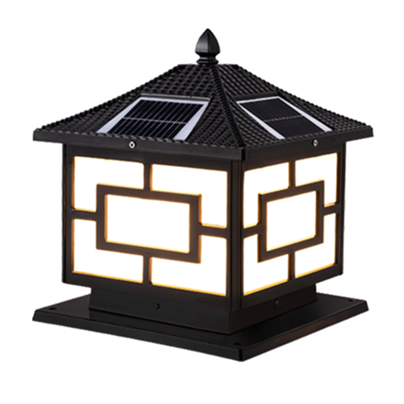 Modern Pillar Lighting Fixture Minimalist LED Solar Lamp for Backyard
