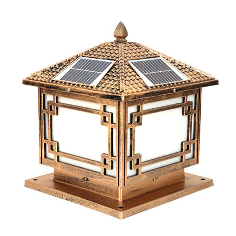 Contemporary Pillar Lighting Fixture Creative LED Solar Lamp for Backyard