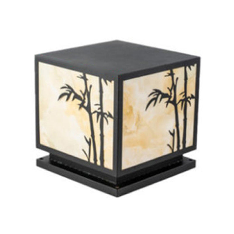 Modern Pillar Lighting Fixture Geometric LED Solar Lamp for Garden