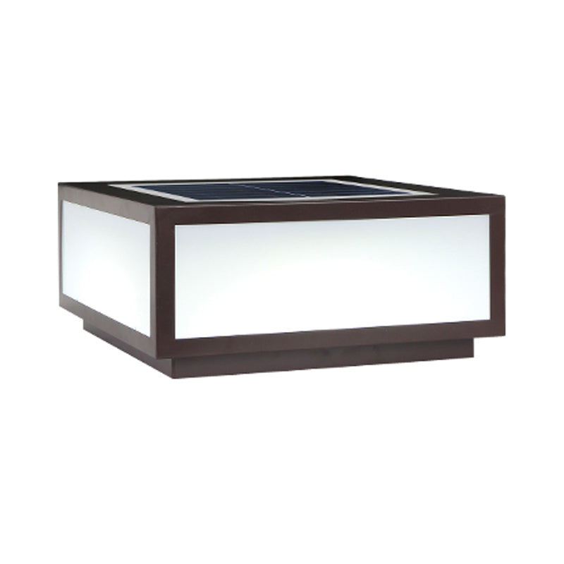 Rectangle Shape Metal Outdoor Light Modern Style 1 Light Solar Pillar Light in Black