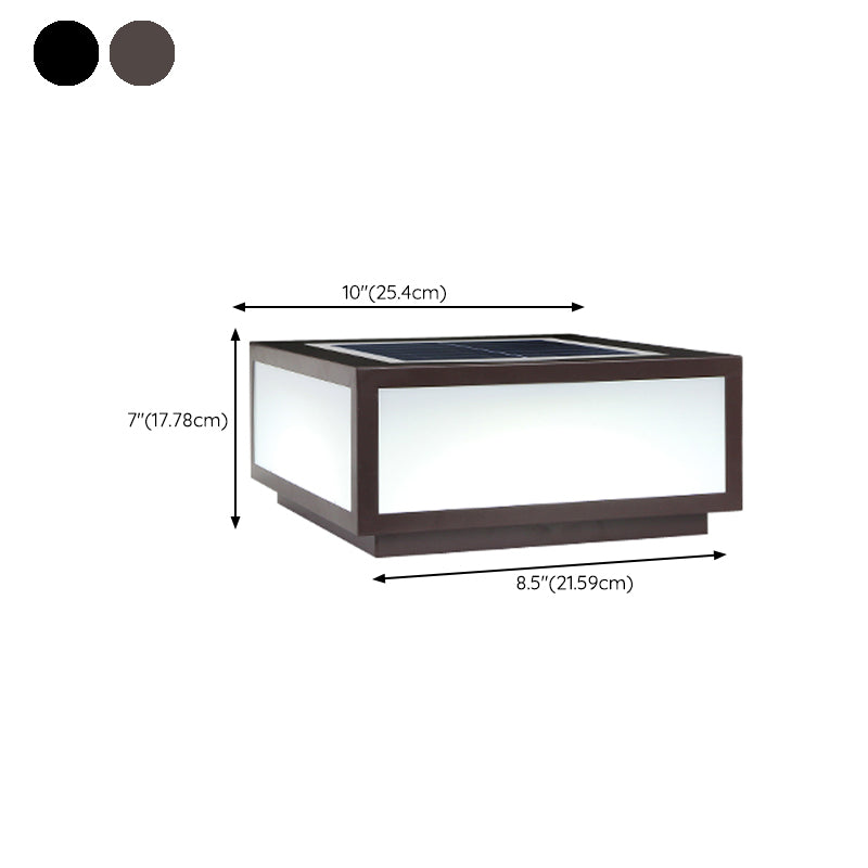 Rectangle Shape Metal Outdoor Light Modern Style 1 Light Solar Pillar Light in Black
