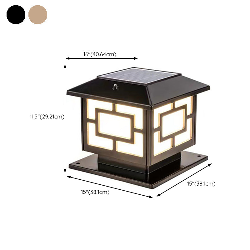 Rectangle Shape Metal Outdoor Light Modern Style 1-Light Solar Pillar Lights