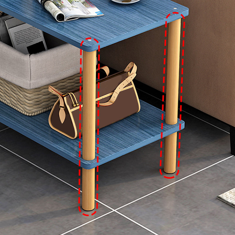 Wood 4 Legs End Table Modern Side End Snack Table with Shelf