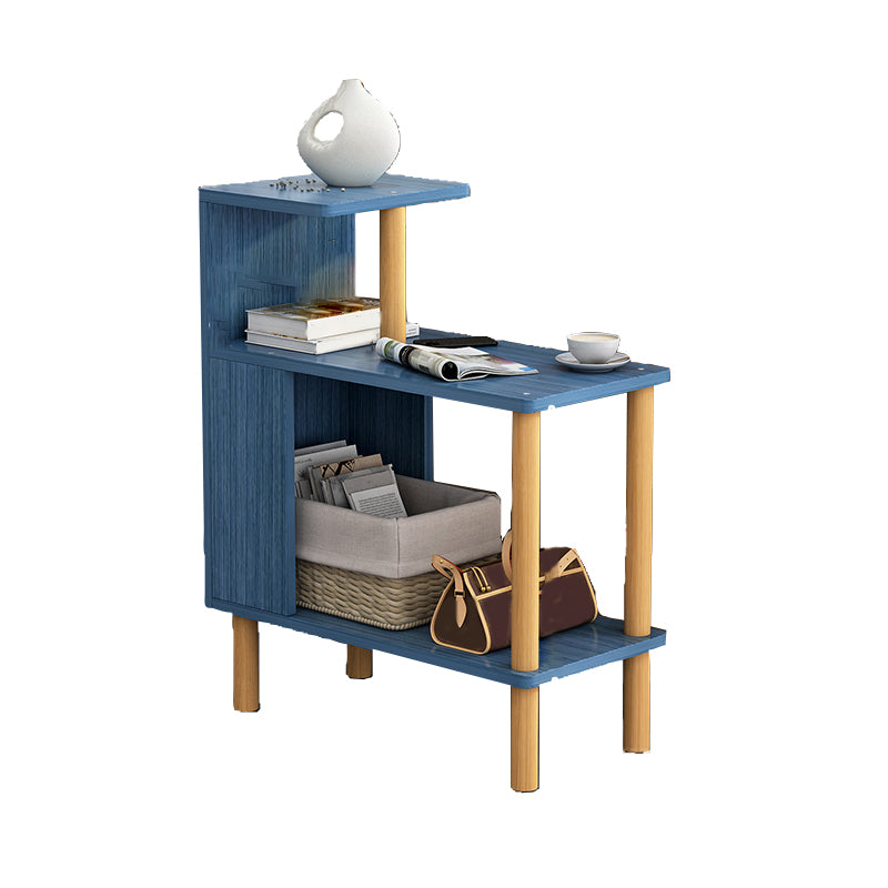 Wood 4 Legs End Table Modern Side End Snack Table with Shelf