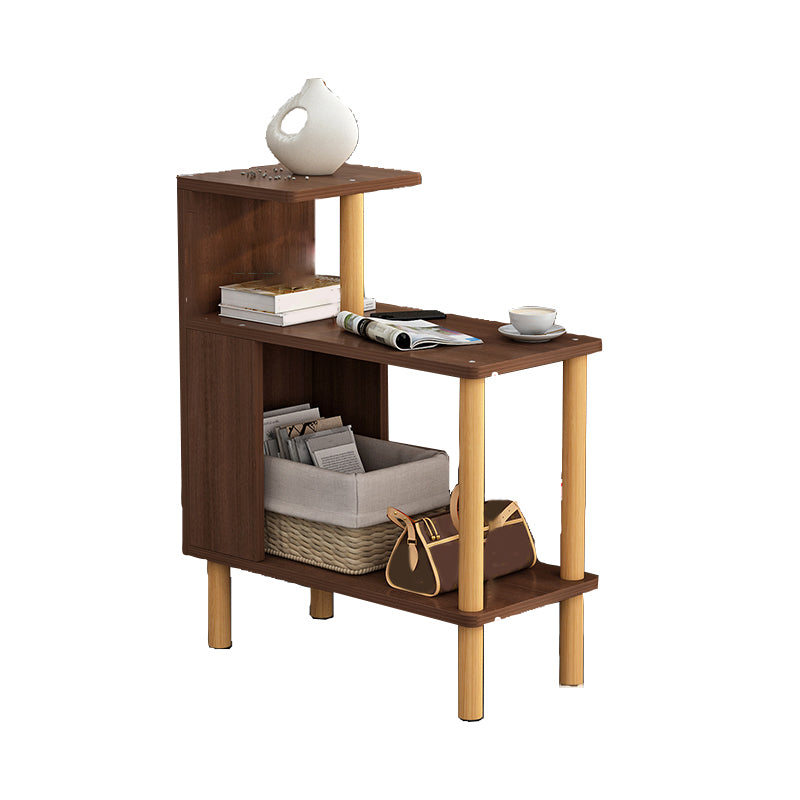 Wood 4 Legs End Table Modern Side End Snack Table with Shelf