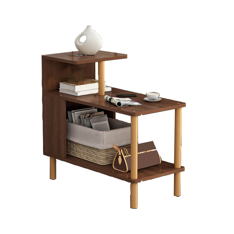 Wood 4 Legs End Table Modern Side End Snack Table with Shelf
