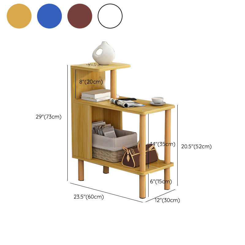 Wood 4 Legs End Table Modern Side End Snack Table with Shelf