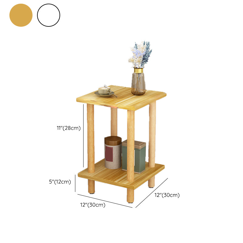 Wood 4 Legs End Table Modern Side End Snack Table with Shelf
