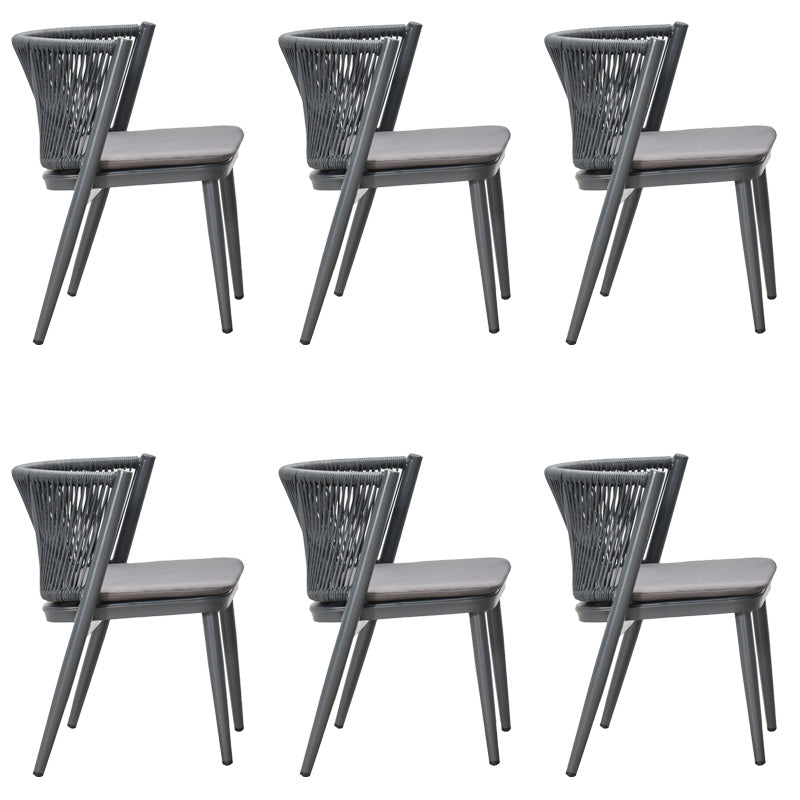 18" Wide Tropical Dining Armchair Upholstered Open Back Outdoor Chair