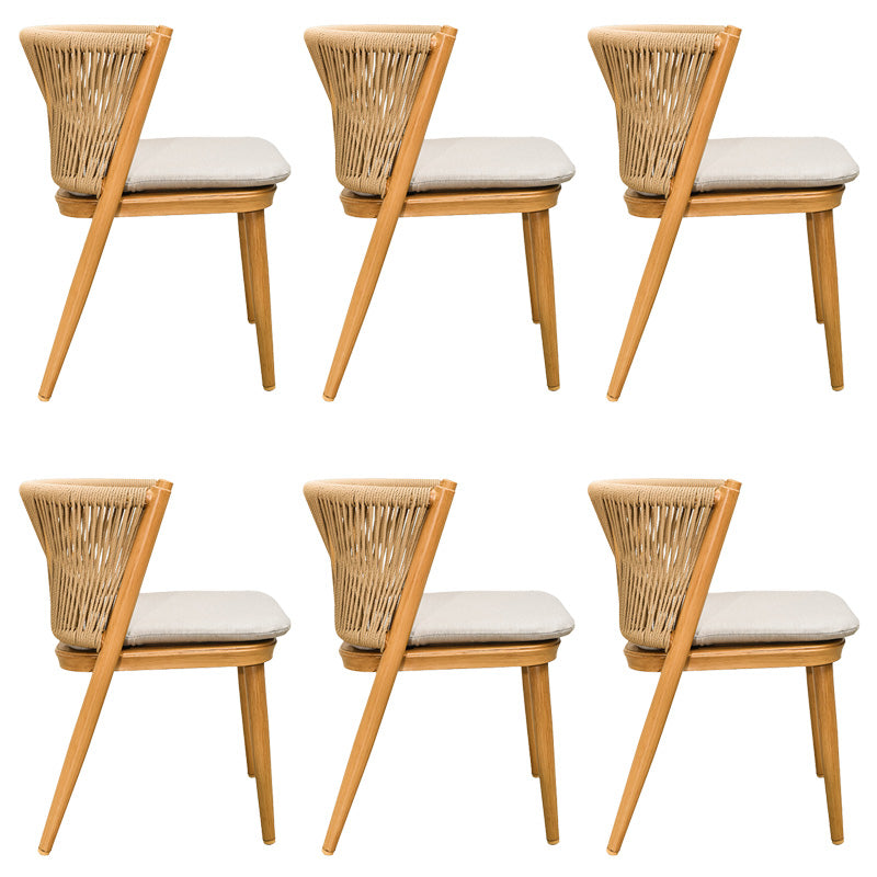 18" Wide Tropical Dining Armchair Upholstered Open Back Outdoor Chair