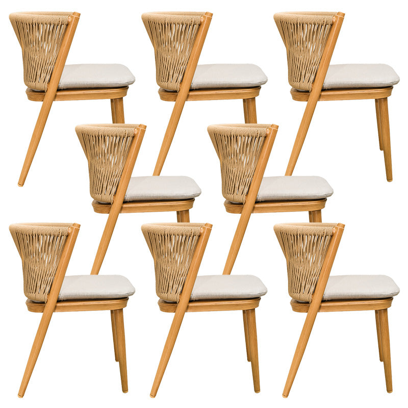 18" Wide Tropical Dining Armchair Upholstered Open Back Outdoor Chair