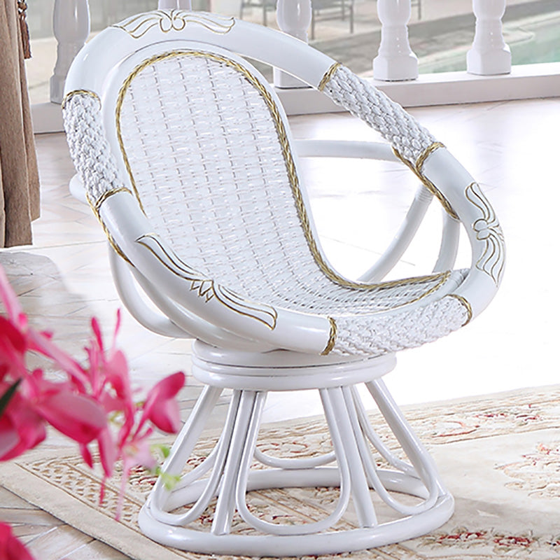 Tropical White Patio Dining Chair Rattan with Arm Single Chair