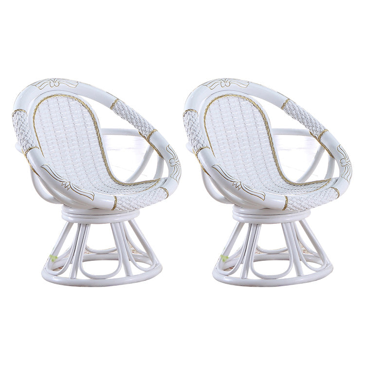 Tropical White Patio Dining Chair Rattan with Arm Single Chair