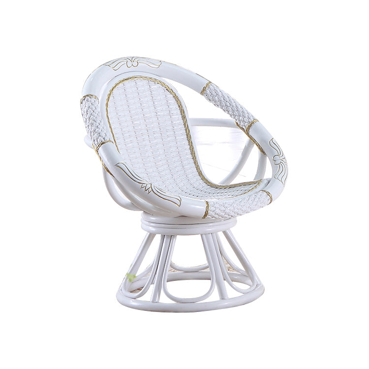 Tropical White Patio Dining Chair Rattan with Arm Single Chair