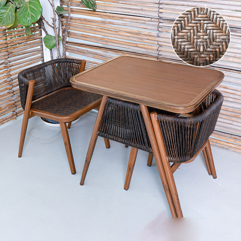 Tropical Outdoors Dining Chairs Rattan with Arm Removable Cushion