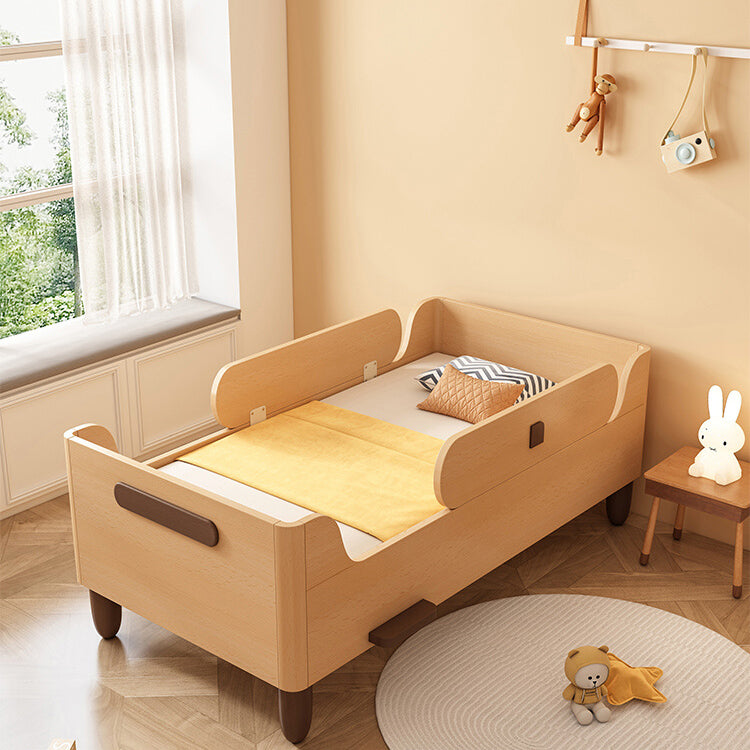 Contemporary Solid Wood Washed Natural Nursery Crib with Guardrail