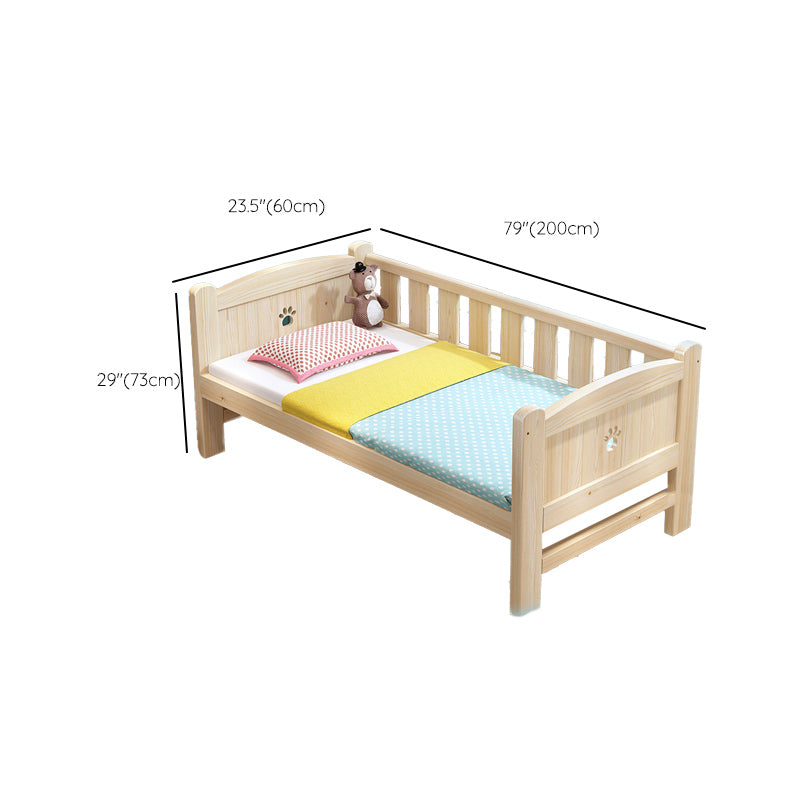 Solid Wood Nursery Bed Light Wood Ultra-Modern with Guardrail