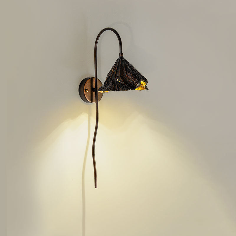 Black Lotus Seedpod Wall Light Sconce Contemporain 1 tête Metallic LED Mur Mount Mount de support