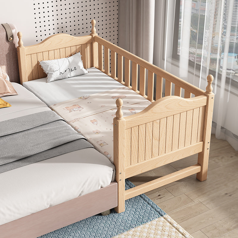 Traditional Washed Natural Nursery Bed Solid Wood with Guardrail
