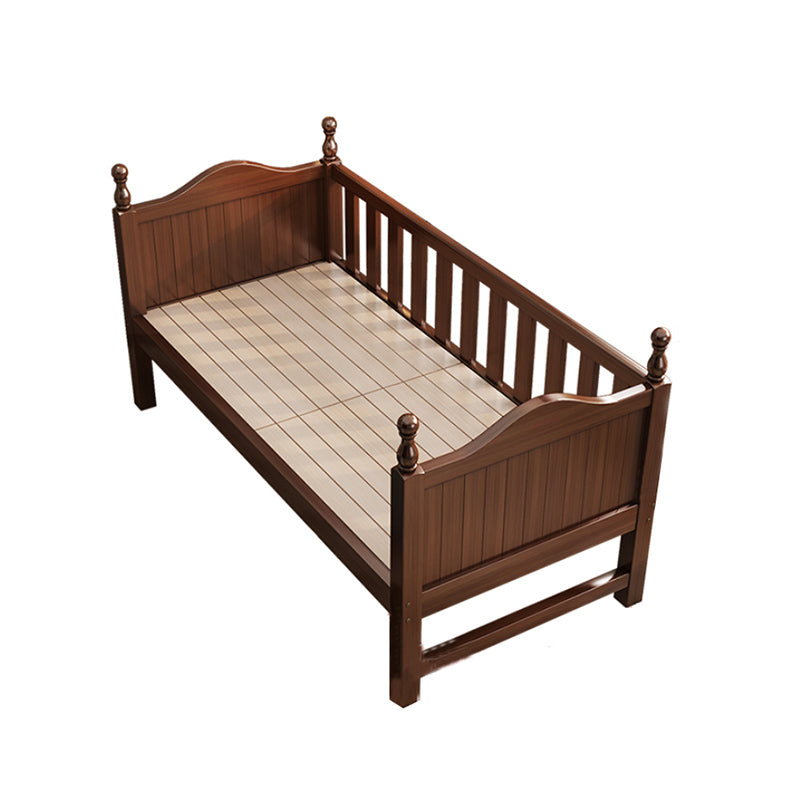 Traditional Washed Natural Nursery Bed Solid Wood with Guardrail