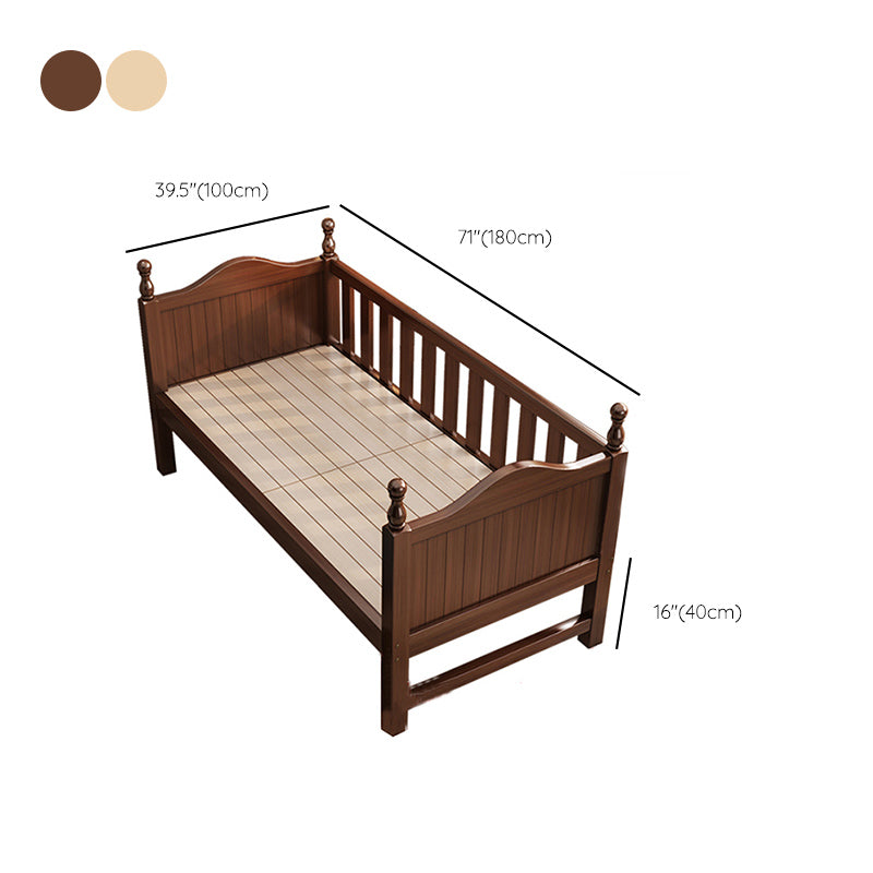 Traditional Washed Natural Nursery Bed Solid Wood with Guardrail