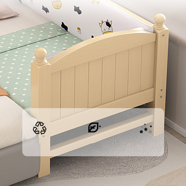 Solid Wood Washed Natural Baby Crib Scandinavian with Guardrail