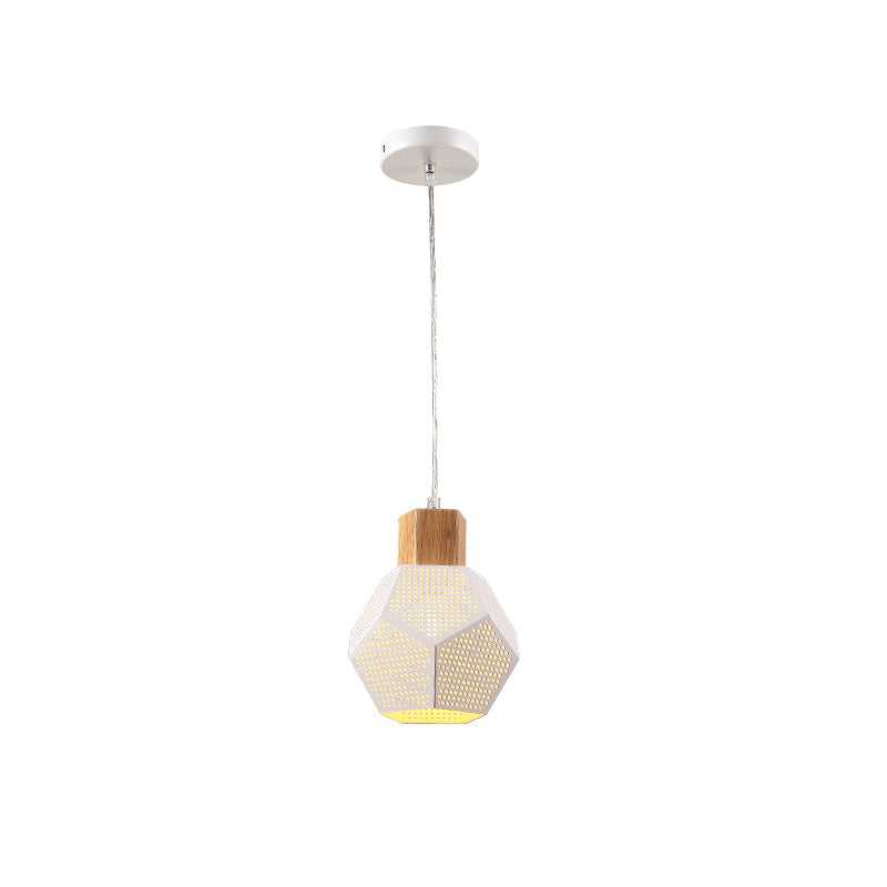 1 chambre à coucher légère kit de lumière suspendue lampe pédante de finition blanche moderne avec nuance en métal polyèdre creuse