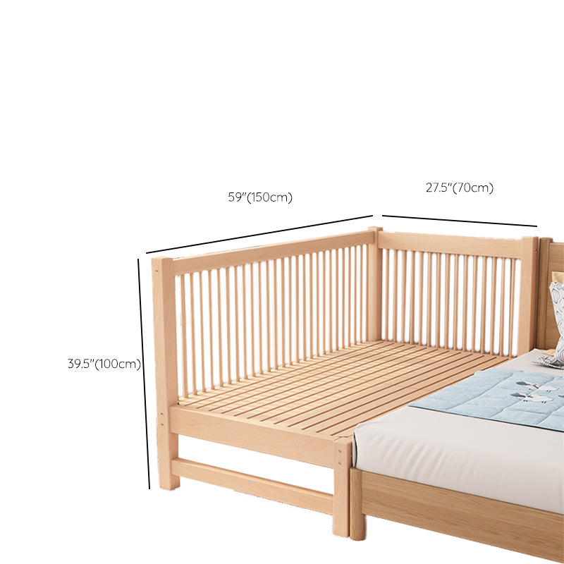 Contemporary Light Wood Nursery Crib Solid Wood with Guardrail