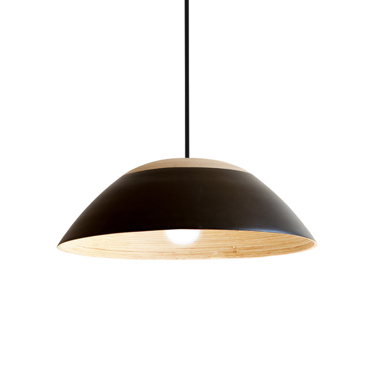 1 Bulb Restaurant Drop Pendant Light Modernist White/Black Ceiling Hang Fixture with Dome Metal Shade