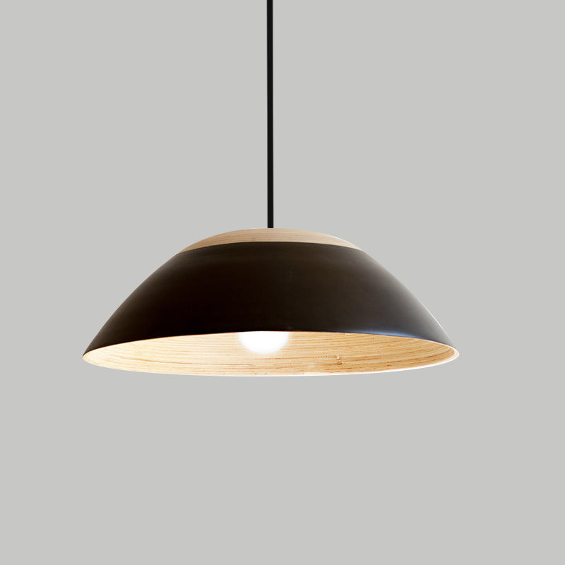 1 Bulb Restaurant Drop Pendant Light Modernist White/Black Ceiling Hang Fixture with Dome Metal Shade